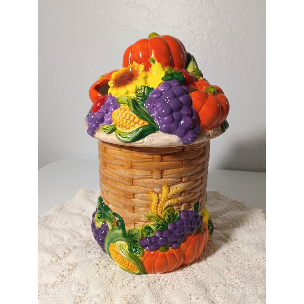David's Cookies Harvest Basket Jar or a Pillar Candle Holder Fall